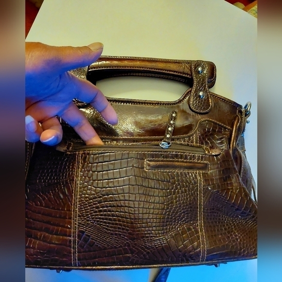 Vintage* MC Marc Chantal Croc Embossed Handbag Satchel - Picture 3 of 11